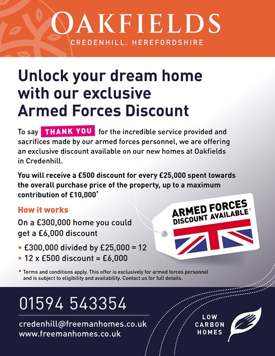 Exclusive Armed Forces Discount available at Oakfields News Freeman